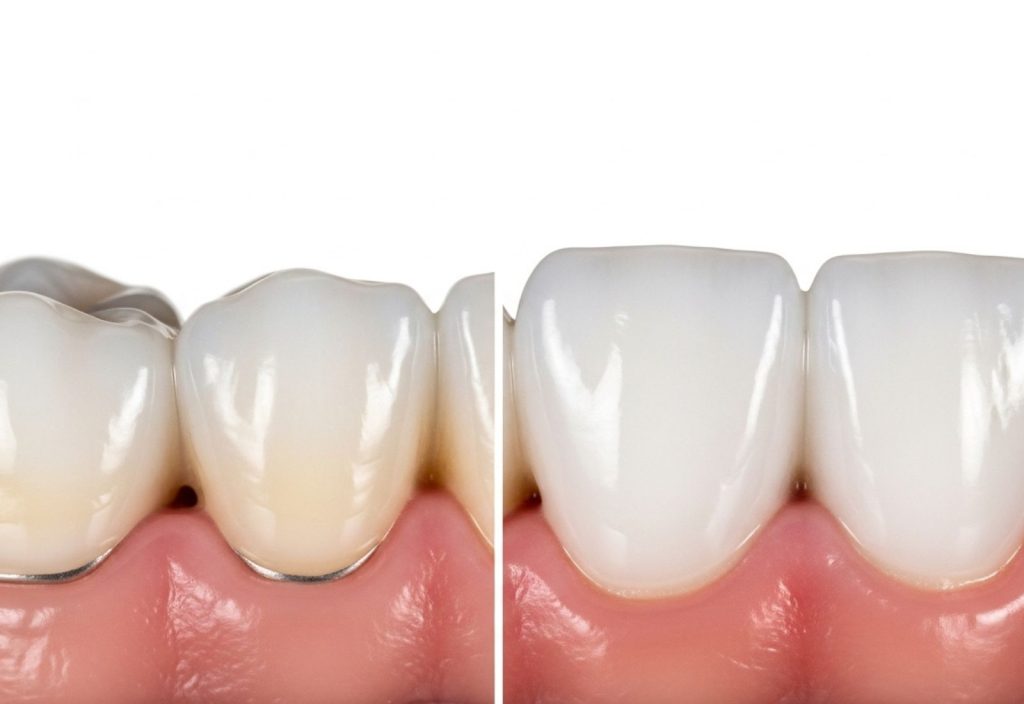 Comparație coroană zirconiu și coroană metalo-ceramică